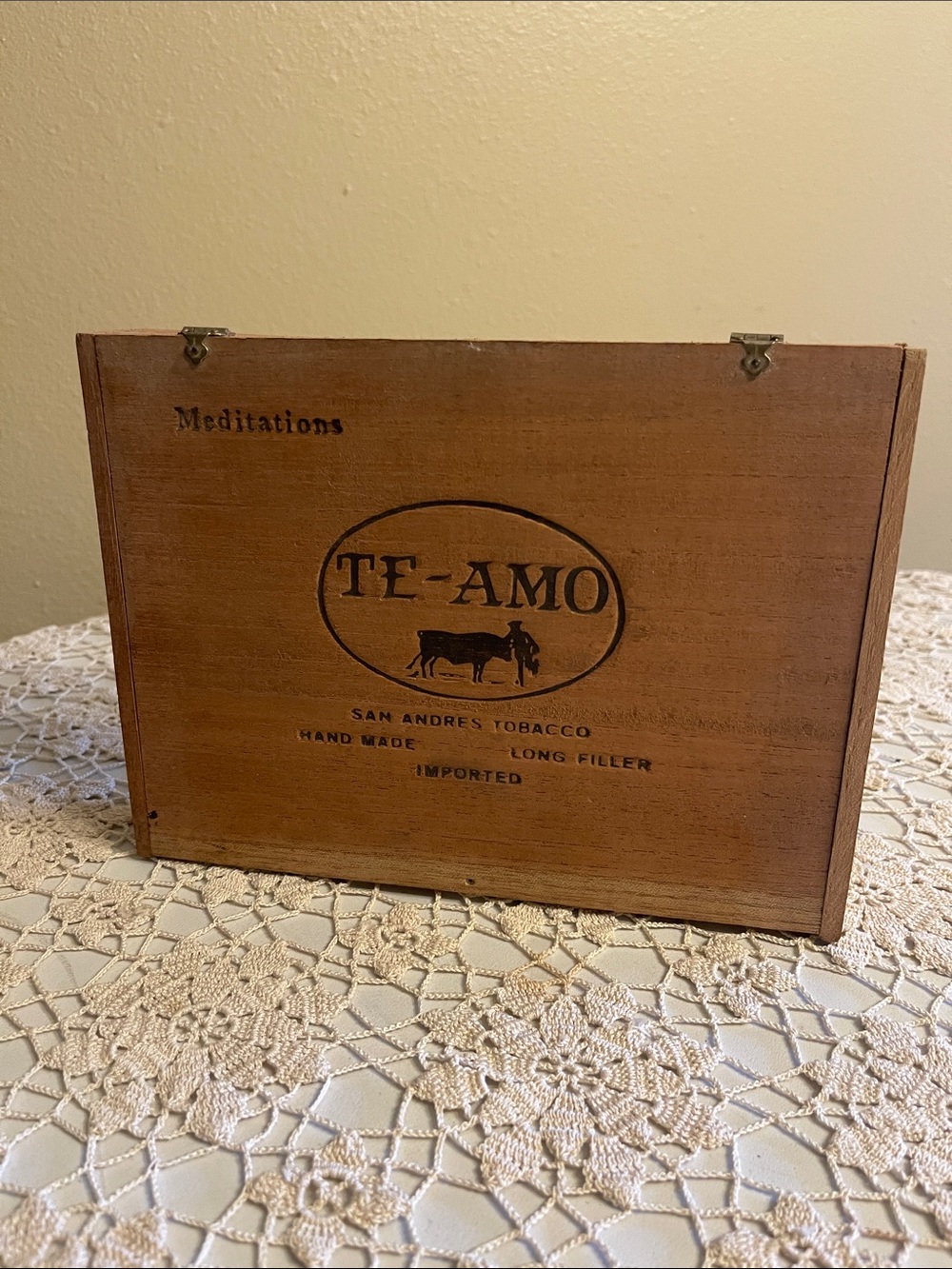 TE-AMO 1960 Vintage Wooden Cigar Box - Brown